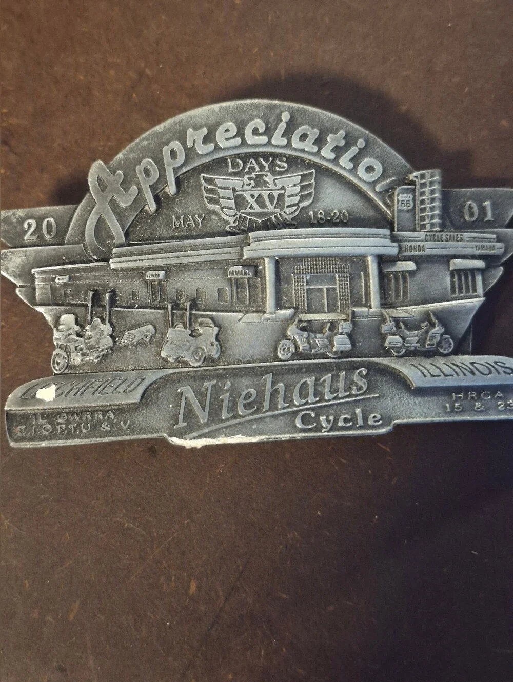 2001 Niehaus Cycle Litchfield Illinois Appreciation Days Belt Buckle Biker Core